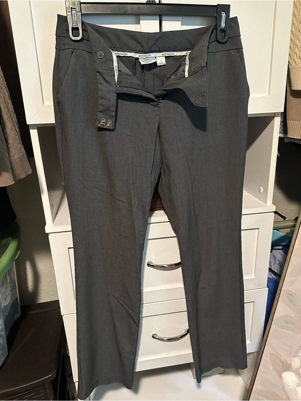Worthington Modern Fit Gray Trouser Pants Size 8 Career Workwear Office